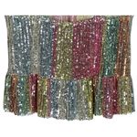 ZARA Mermaid Striped Multicolor Sequin Peplum Ruffle Detail V Neck Shiny Top S Photo 7