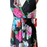 NWT ~ KIRNA ZABETE Black Multicolor Top Wrap Floral Dress ~ Women's Size 10 Photo 3