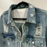 Women’s Blue B Collection Distressed Jean Jacket Size Large Photo 6