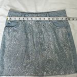 Topshop MOTO Diamanté Iridescent Crystal Embellished Sparkly Raw Hem Mini Denim Skirt 4 Photo 9