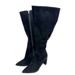 Nine West  Tall Boots Size 6.5 Womens Black Leather Upper Side Zip Block Heel Photo 1