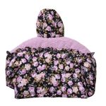 For Love & Lemons NWT Puffer Jacket in Black Pink Floral Ruffle Trim Sherpa S Photo 7