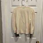 Polagram  Long Sleeve Puff Sleeves Sweater Cream Contrast‎ Cuffs Womens Medium Photo 5