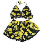 Miss Avenue Black with Lemons Short Set NEW size Large Photo 0
