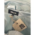 SEROYA Lai Satin Loose Fit Satin Cargo Pant Light Blue Womens Size Small Photo 8