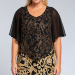 Connected Apparel  Black and Gold Blouse Photo 0