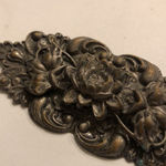 Antique Victorian Brass Floral Water Lily Vintage Brooch Shoulder Pin Silver Photo 5