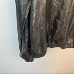 Gap Long Sleeve Scoop Neck Blouse Black Metallic Photo 3