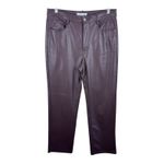 Loft Brown Faux Leather Straight Leg Mid Rise Pleather Pants Size 4 27 Photo 1