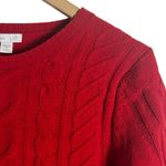 J.Jill  Red Chenille Cable Knit Long Sleeve Crewneck Pullover Sweater Size SP Photo 2