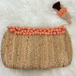 Shiraleah  Aubrey Woven Straw PomPom Clutch NEW Photo 0