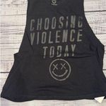 Salty Savage Choosing Violence Flowy Crop Tank Top in Black Size Medium Photo 0