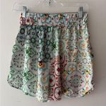 ZARA Satin Silky Smooth Boho Artisanal Tile Floral Inspired Pull On Shorts Photo 4