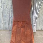 30" Waist, Size M//Vintage 70s Brown Suede and Crochet Vest Skirt Western Set Size M Photo 1