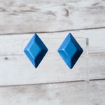 Vintage Earrings for Pierced Ears Blue Large Diamond Shape Photo 0