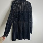 Nic+Zoe  Womens Cardigan Sweater L Blue Striped Button Front Cotton Blend NWT Photo 2