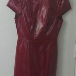 BCBGeneration Red Cap Sleeve Faux Leather Mini Dress Size 0 Holiday Party Photo 2