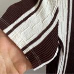 ZARA  Trafaluc Vertical Striped Dress Y2K V Neck Cream Brown Small Photo 3