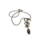 Rose gold and gold toned circle mosaic necklace and stone pendant Photo 7