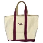 L.L. Bean Boat and Tote Vintage 90s Cream Burgundy Canvas Tote Bag Photo 0