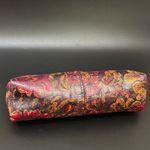 Patricia Nash Vintage Floral Brocade Brown Red Barrel Makeup Cosmetic Bag Photo 2