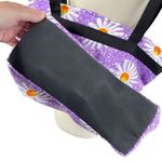 BLUE SKY Cottagecore Boho Lavender Daisy Print Zip Closure Tote Bag Purple Photo 4