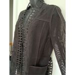 Elie Tahari  Black Fish Net Open Front Belted Cardigan Sz S Photo 5
