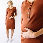 Lou Lou Everyday Nursing Maternity Dress in Cooper Size Large Orange Photo 1
