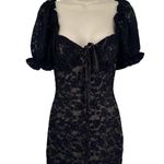 Privy  Milkmaid Dress Womens Medium Black Lace Whimsigoth Witchy Goth Photo 0
