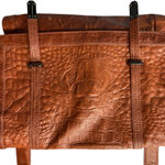 Kenneth Cole  New York Brown Croc Leather Messenger Crossbody Bag‎ Cognac Photo 1