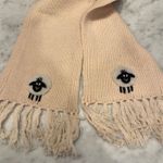 Irelandseye 100% Pure New Lambswool Scarf Pink Sheep Applique Fringe Photo 0