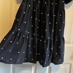 Loft Black Polka Dot Tiered Puff Sleeve Square Neck Mini Dress Womens Medium Photo 3