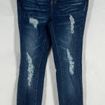 Almost Famous Skinny Jeans Womens 0 Blue Cotton Mid Rise Distressed Frayed Hem Photo 0
