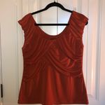 Allen B Dress Rust/Orange Color Cap Sleeve Shirt Size Large Orange Photo 4