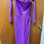NEW Miss Circle Barrett Mesh Long Sleeve Bandage Midi Dress Purple Medium M NWT Photo 8