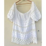 Free People Sounds of Summer Tunic Top White Lace Off Shoulder Boho Large Flowy Photo 8