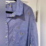 Old Navy Size XL The Classic Shirt Blue Stripe Avocado Pineapple Print Button Photo 2