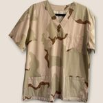 Women's Size Large Camouflage Medical Scrub Top Nurse Healthcare Thick Brown Photo 2