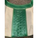 Cole Haan Green Leather & Canvas Shoulder Bag Purse Woven Photo 7