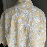 Uniqlo Yellow Floral  Button-Up Top Linen Blend Feminine Beachy Tropical Large Photo 6