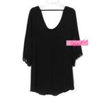 ASTR Lace Trim Shift Dress Black Open Back Cut-Out Chiffon Scoop Neck 3/4 Sleeve Photo 7