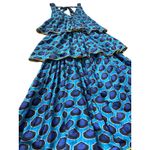 Rhode Leela Tiered Abstract Print Cotton Midi Dress in Blue Ikat Size Medium Photo 8