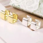 Chunky 925 Silver Square Hoop Earrings Photo 0