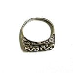 Sterling Silver Filigree Flat Top Band vintage Ring 925 Photo 3