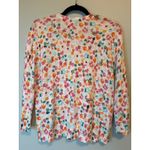 Talbots Women's White Floral Bee Print V Neck Button Front Cardigan Sweater L Photo 4