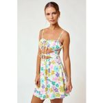 Blue Blush NEW NWT  Floral Print Mini Dress SZ Small Smocked Back‎ Flirty Cutaway Photo 2