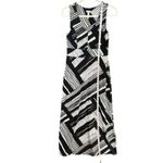 Soma Maxi Dress Womens S Black White Geometric Striped Empire Waist Soft Comfort Photo 7