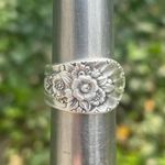 Handmade boho floral spoon ring size 7 Silver Photo 0