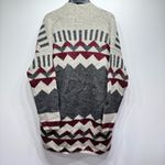 Debut Tan Gray Burgundy Aztec Geo Print Open Front Long Cardigan by Size Small Photo 3