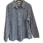 L.L.Bean Wrinkle Free Oxford Shirt 2X Plus Navy Plaid Long Sleeve Cotton Blue Size XXL Photo 0